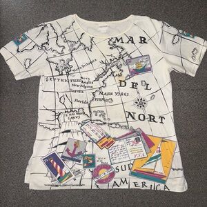Rare 90s Antique Map All Over Print T-shirt
